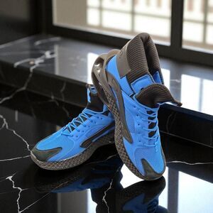 MAZINO MENS HIGH TOP AVENTURINE  SNEAKER FRENCH BLUE ATHLEISURE CASUAL SHOES.